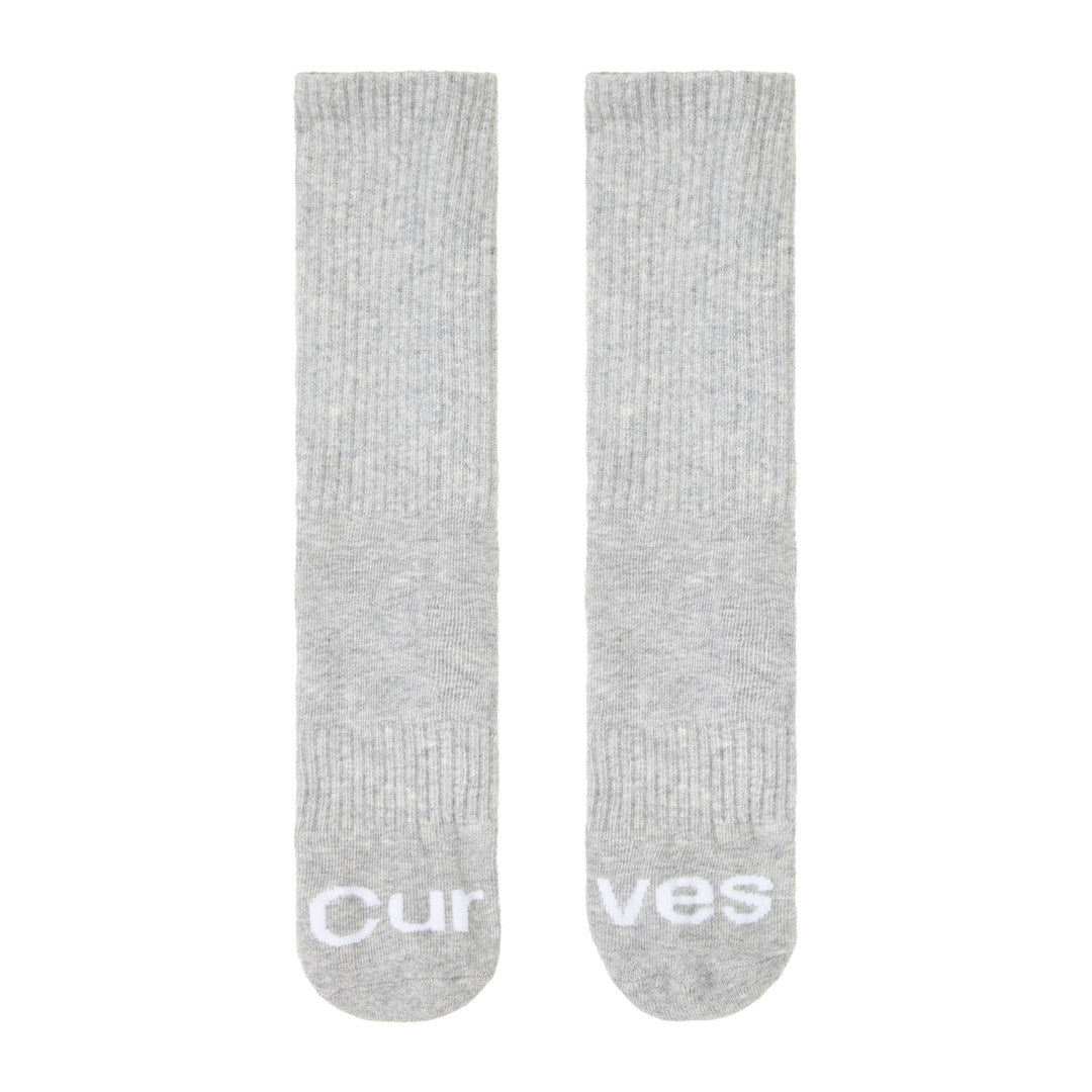 Chaussettes à logo Curves (gris chiné/blanc)