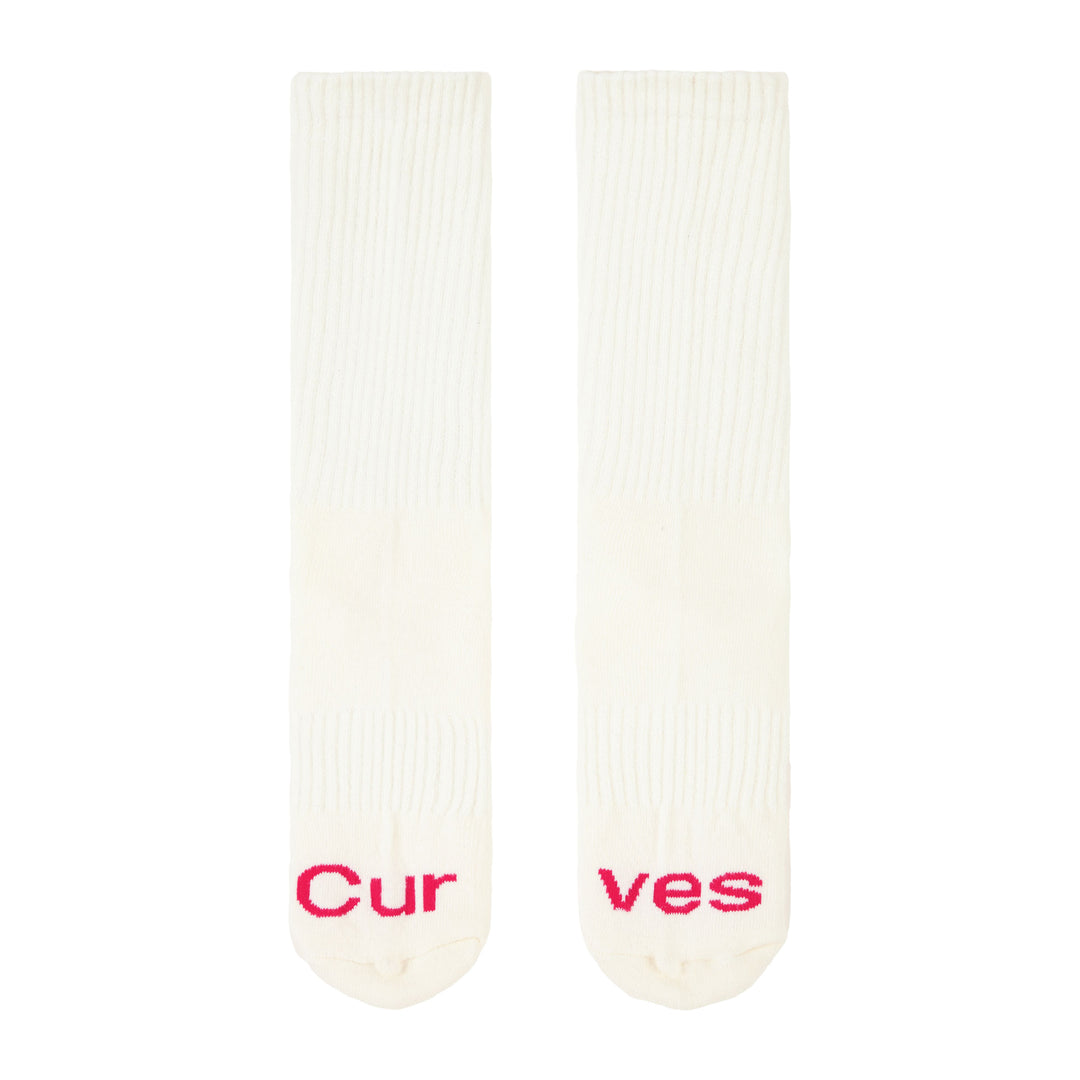 Chaussettes à logo Curves (blanc cassé/rose)